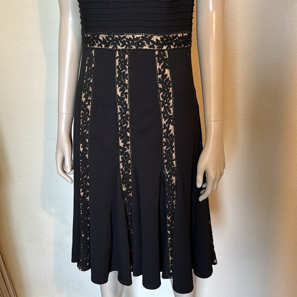 Tadashi Shoji Pintuck and Jersey lace dress in black/nude size small - Picture 4 of 12